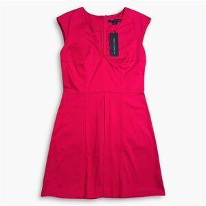 NWT French Connection Pink V Neck Fit Flare Dress 8 Richie Capri $178